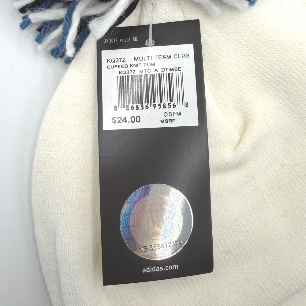 Adidas Minnesota Timberwolves Beanie Mens OSFM White NEW NBA Knit Pom Hat KQ37Z - Picture 6 of 7